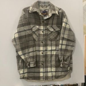 Plaid gray and white shirt for cool weather